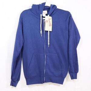 Active Wear Zip Up Hoodie Small Blue‎ Mens Vintage NWT Sweatshirt Deadstock